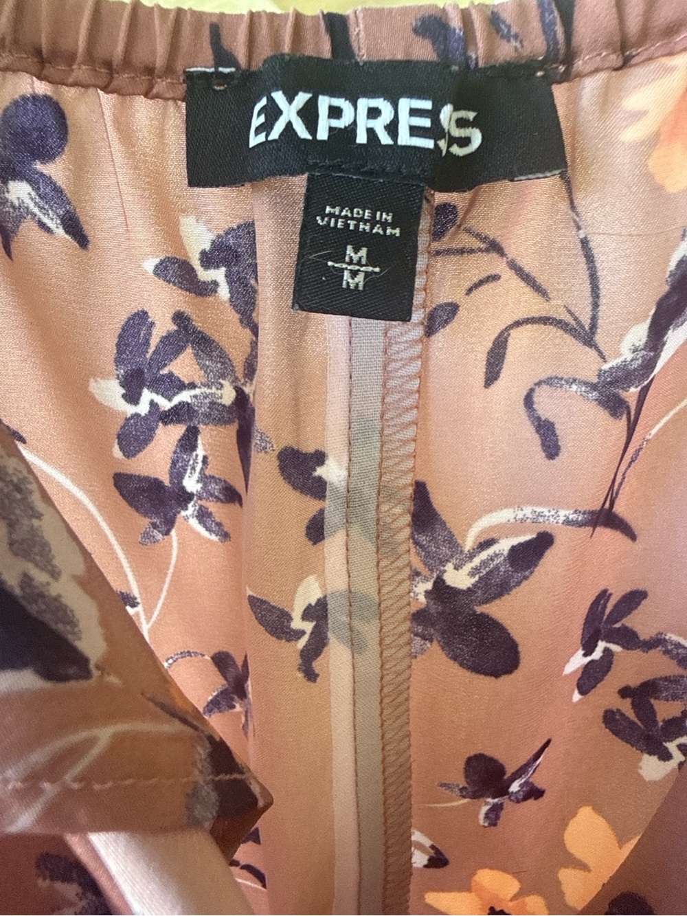 Express Pink Floral Slip Dress with Navy and Yellow Accents - Picture 2 of 3